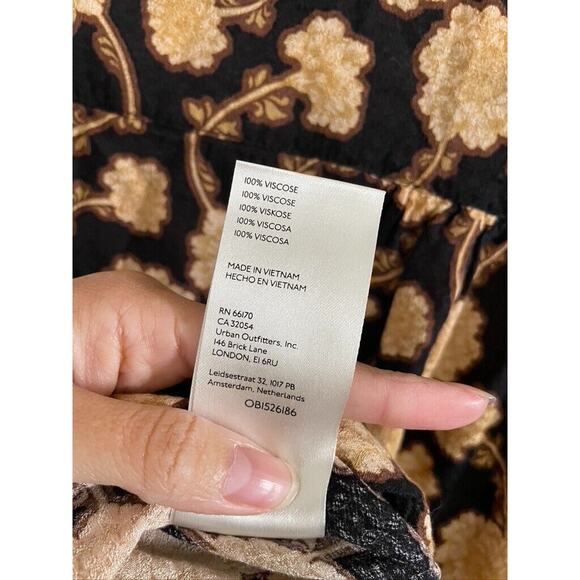 Free People Mia Floral Tunic Top XS Oversized Black Brown Vintage Long Sleeve - Picture 11 of 11